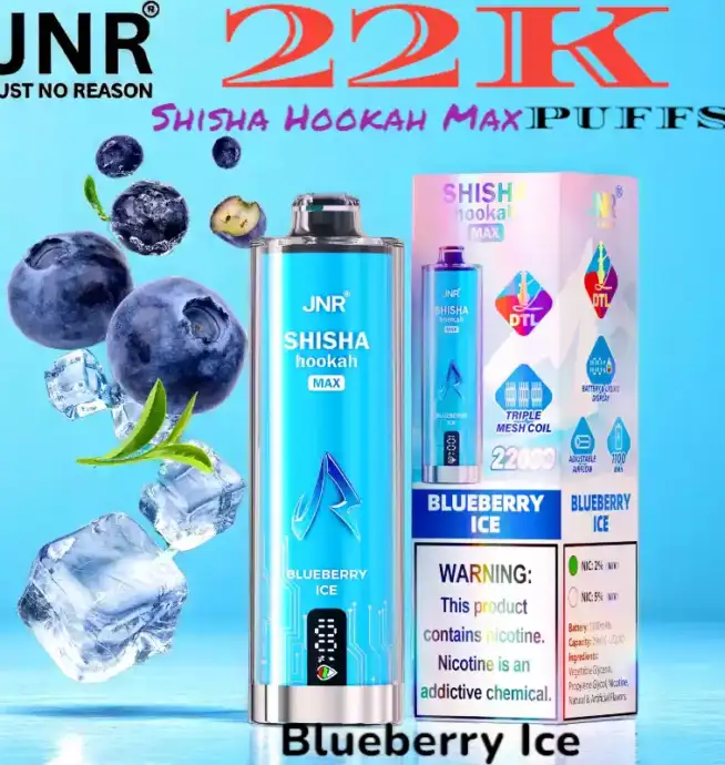 JNR Shisha Hookah Max 22K Puffs Vape jetable triple mesh 22 000 bouffées